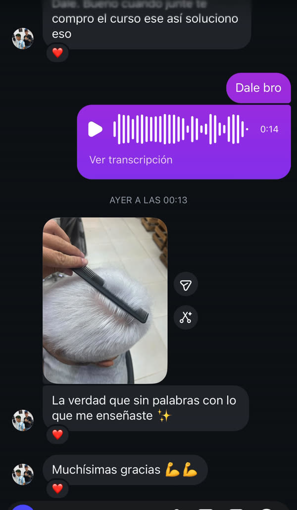 Mensaje de Luciano con su platinado